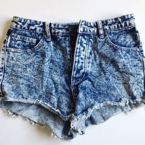 Acid wash high rise jeans